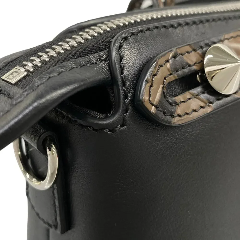 Fendi Mini By The Way Handbag 8BL145 Black Dark Brown